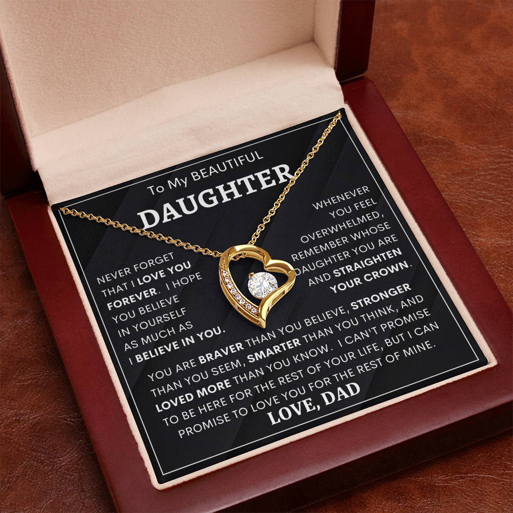 Heartfelt Gift for Daughter from Dad – “Never Forget That I Love You Forever” Necklace