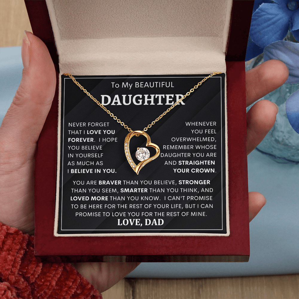 Heartfelt Gift for Daughter from Dad – “Never Forget That I Love You Forever” Necklace