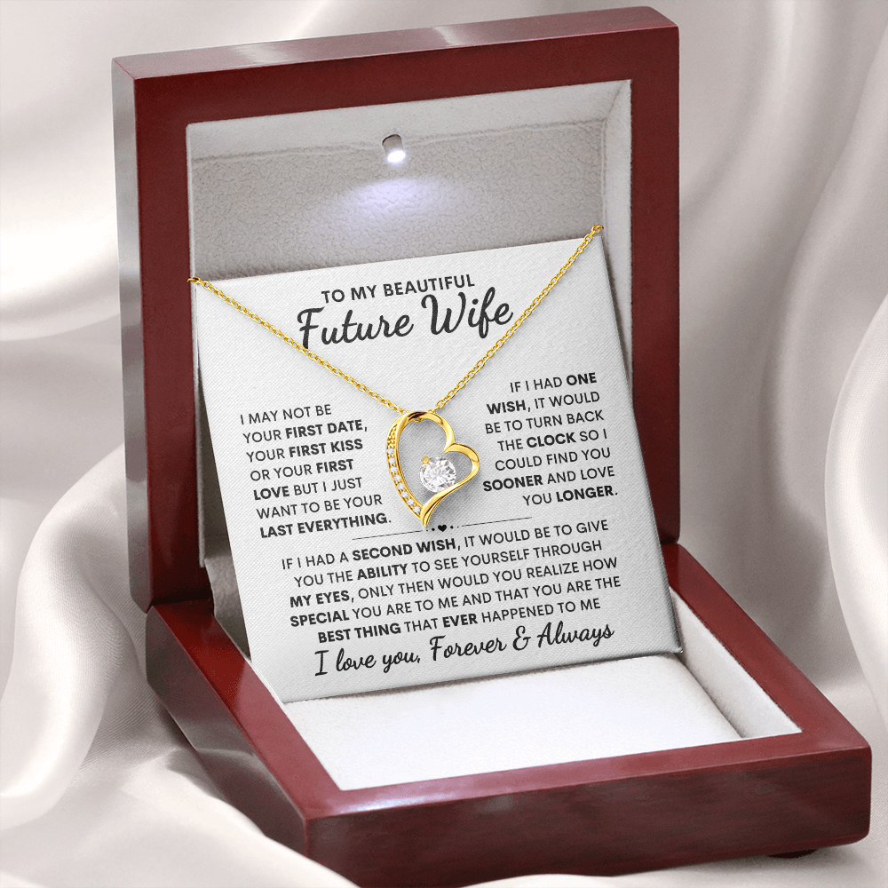 Future Wife Gift, "First Date First Kiss" Heart Necklace