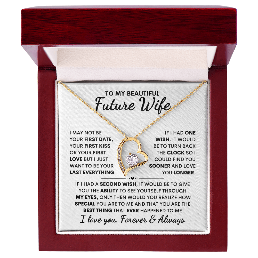 Future Wife Gift, "First Date First Kiss" Heart Necklace