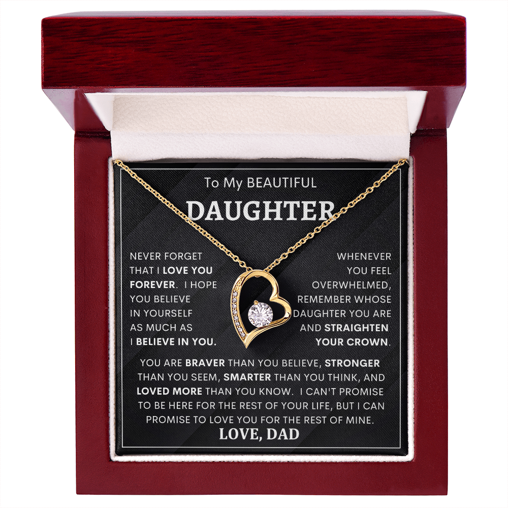 Heartfelt Gift for Daughter from Dad – “Never Forget That I Love You Forever” Necklace
