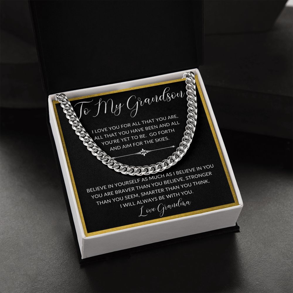 To My Grandson from Grandma | Cuban Link Chain