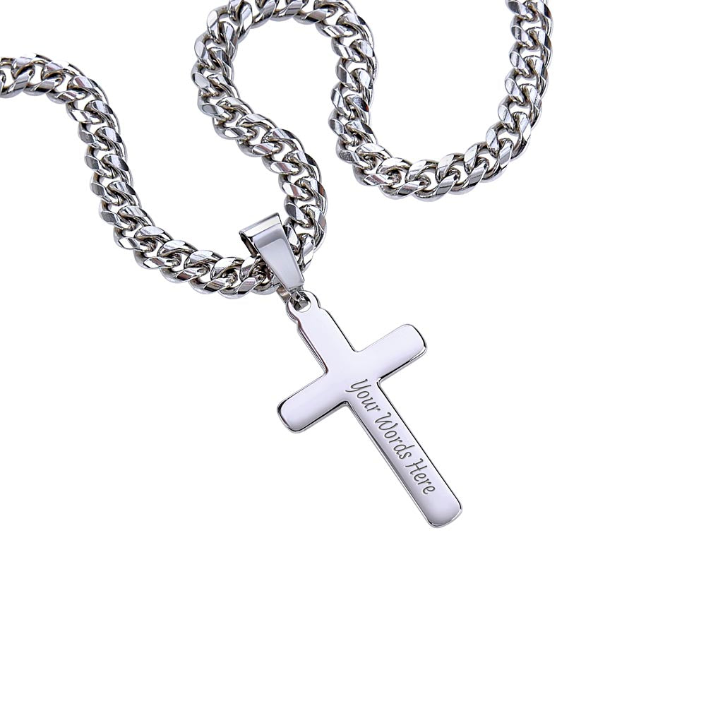To My Grandson - Cuban Chain with Artisan Cross Necklace