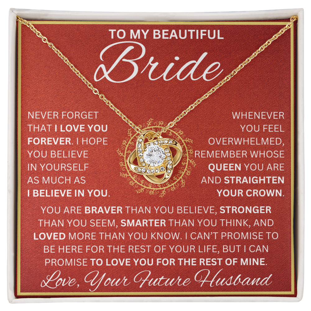 Gift for Bride "Never Forget I Love You" Love Knot Necklace