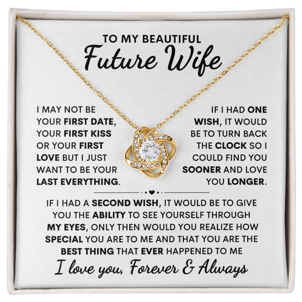 Future Wife Gift, "First Kiss First Date" Love Knot Necklace