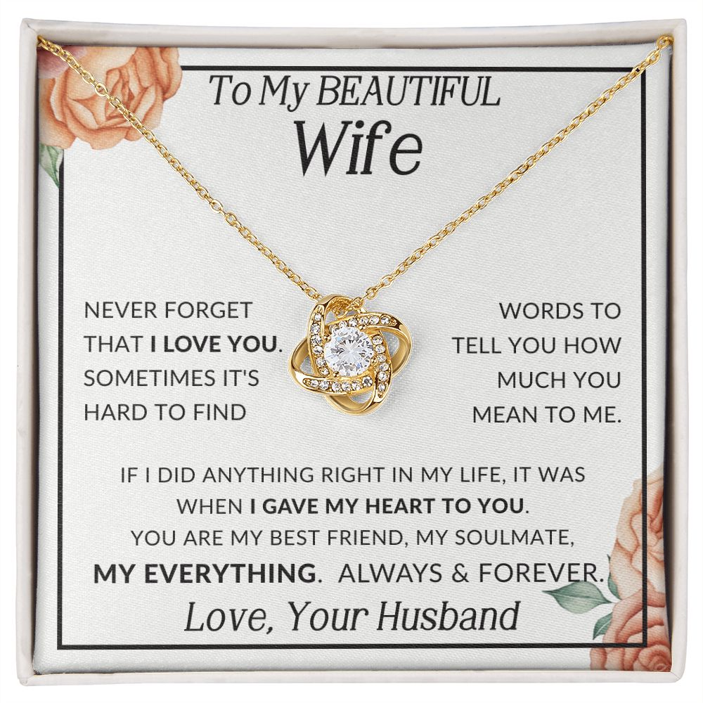 To My Beautiful Wife | Love Knot Necklace
