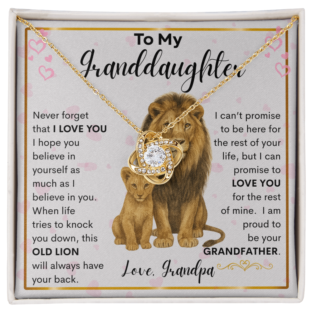 Gift for Granddaughter "Proud Grandpa" Love Knot Necklace