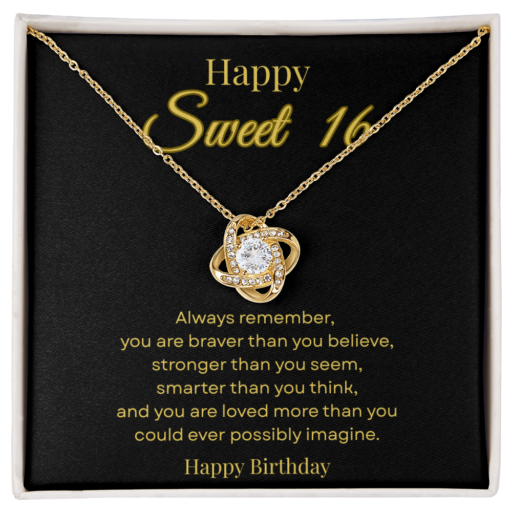 Happy Sweet 16 Love Knot Necklace