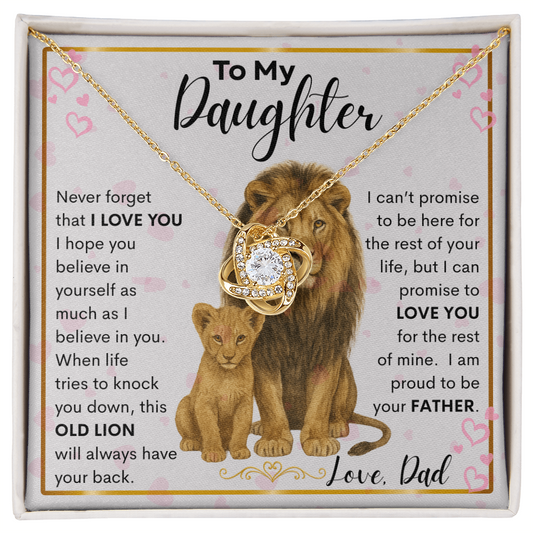 Gift for Daughter "Proud Father" Love Knot Necklace