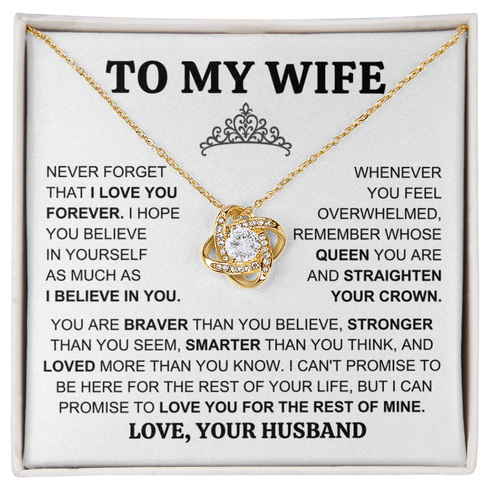 Gift for Wife "You Are My Queen" Love Knot Necklace