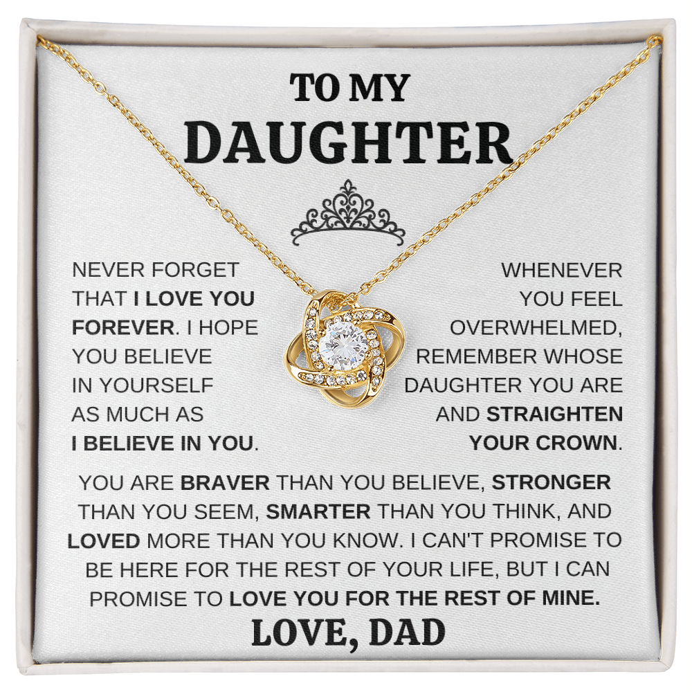 GIFT FOR DAUGHTER "I LOVE YOU FOREVER" LOVE KNOT NECKLACE