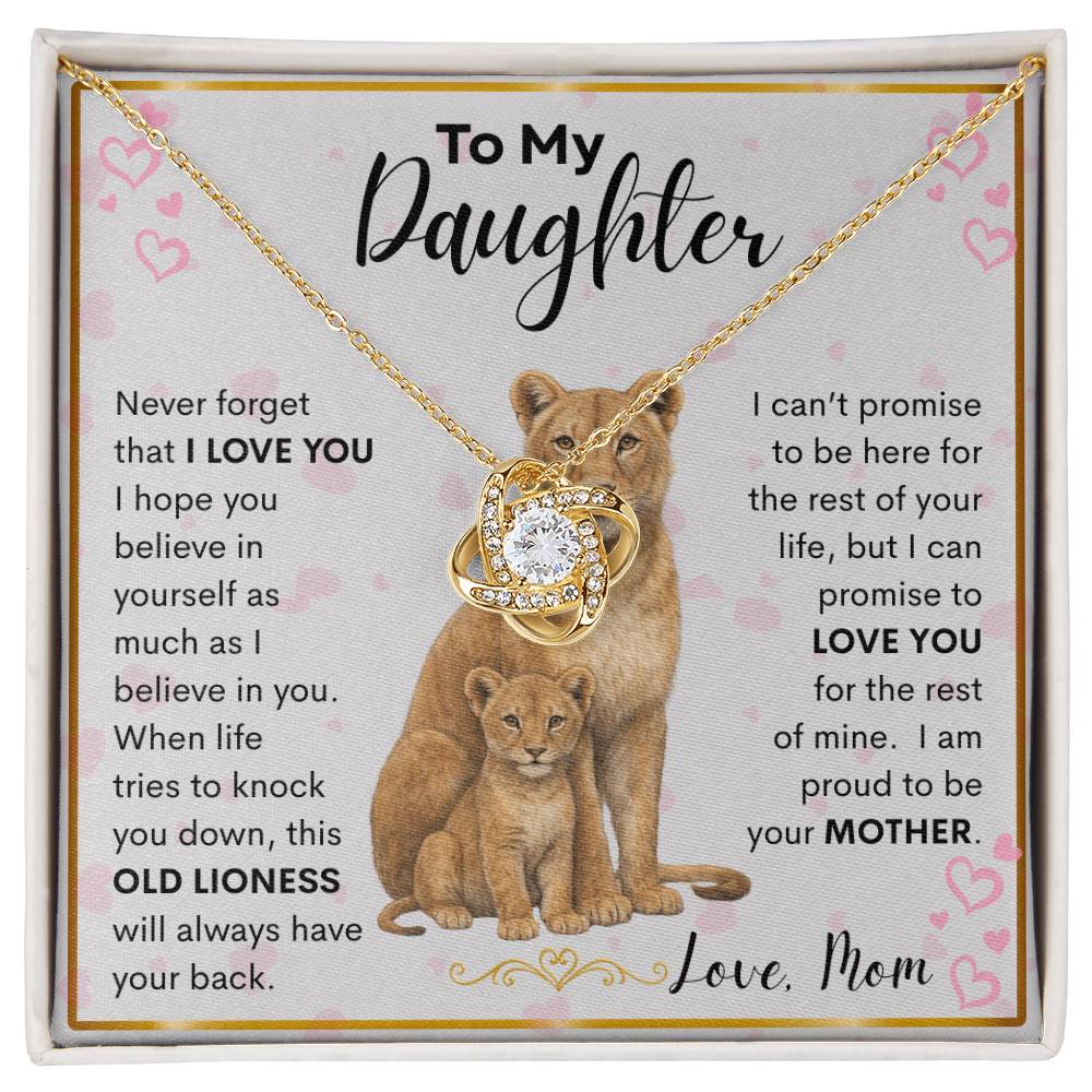 Gift for Daughter "Proud Mother" Love Knot Necklace