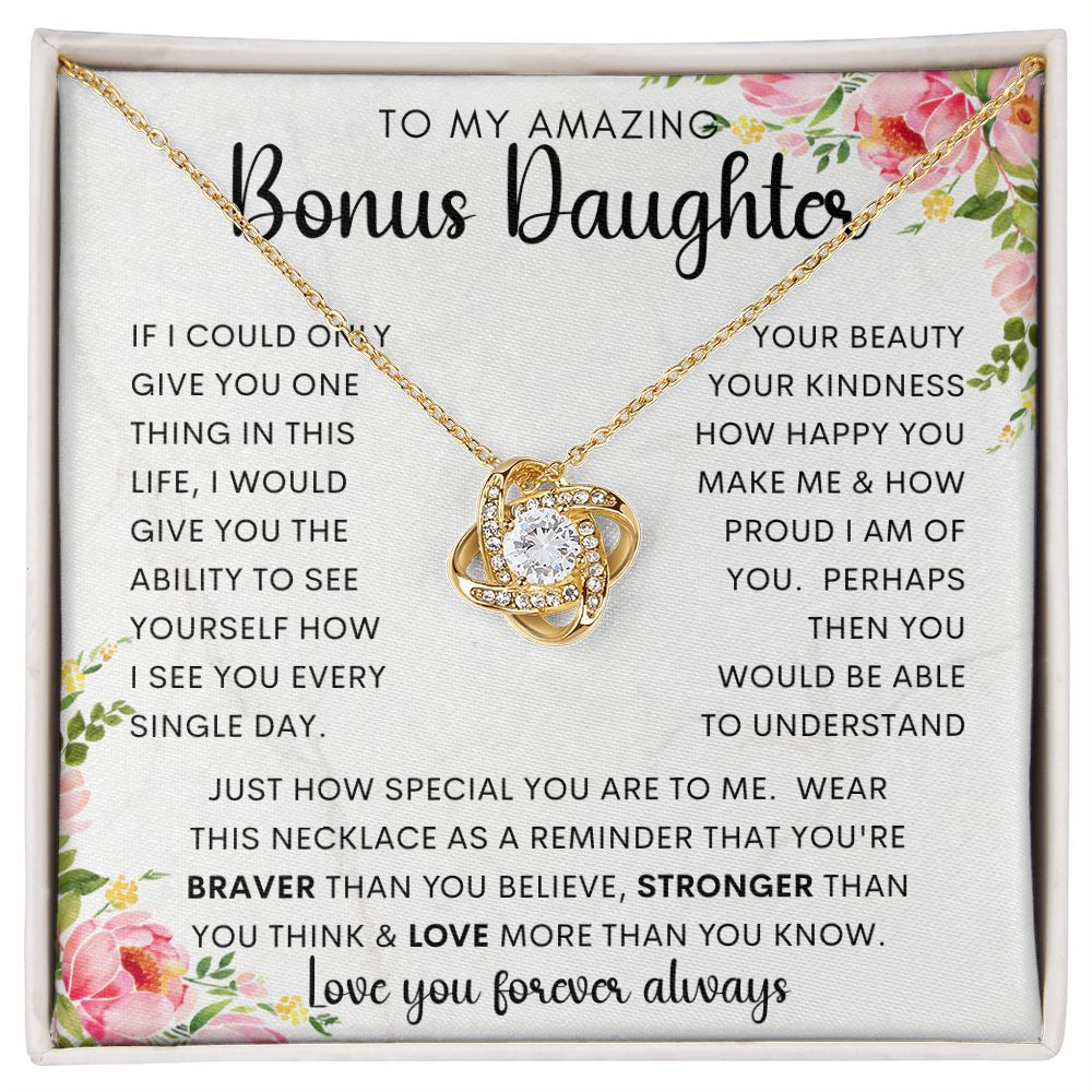 To My Amazing Bonus Daughter | Love Knot Necklace