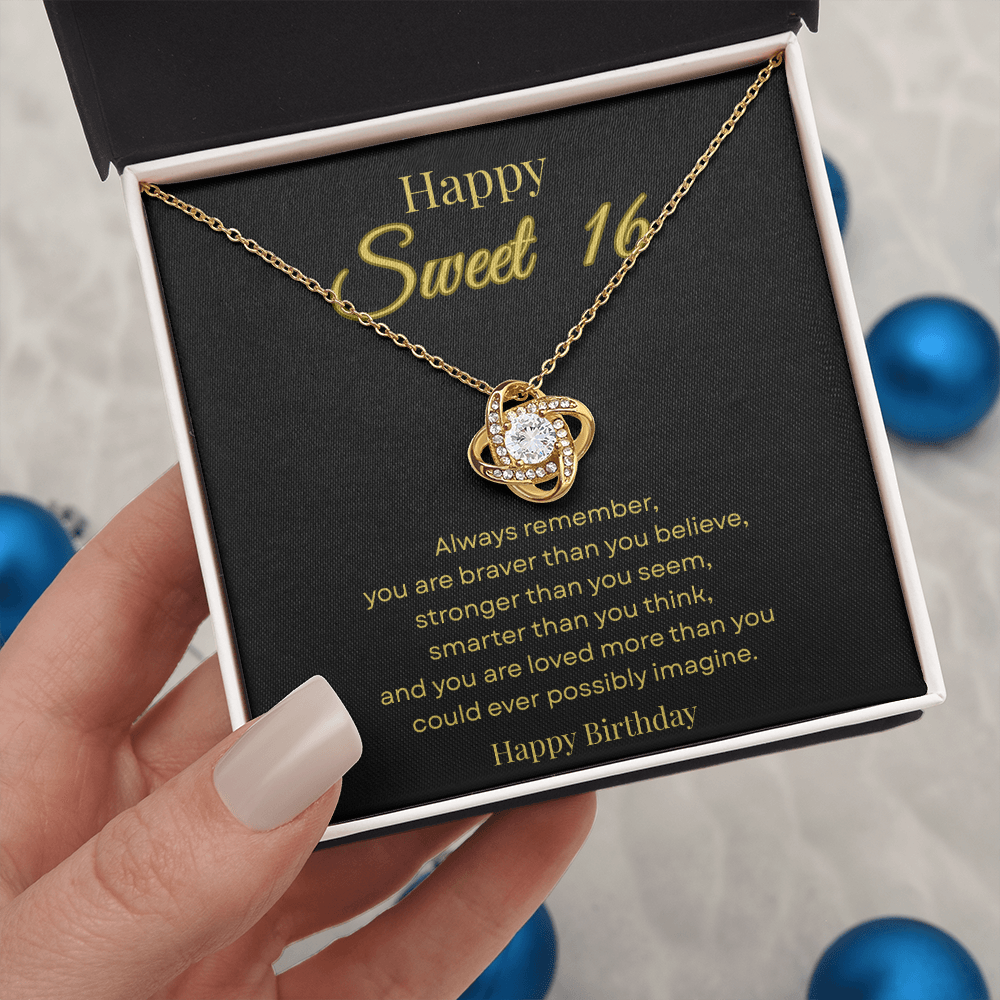 Happy Sweet 16 Love Knot Necklace