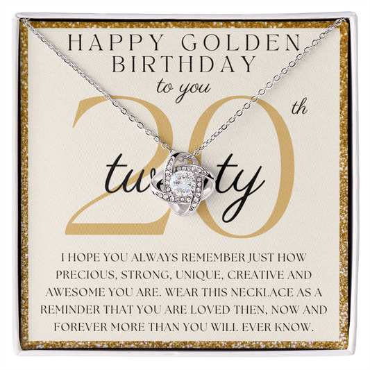 Happy 20th Birthday Love Knot Necklace