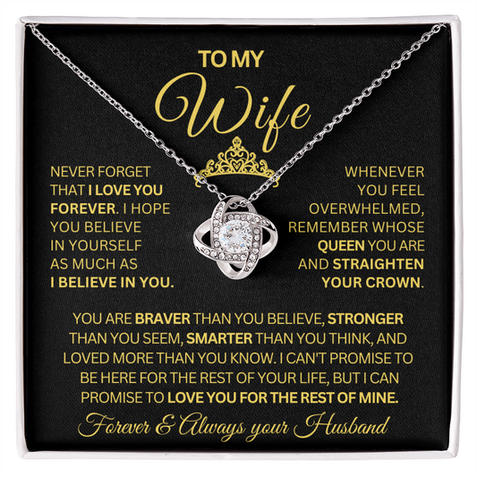 Gift for Wife | Love Knot Necklace | You Are My Queen