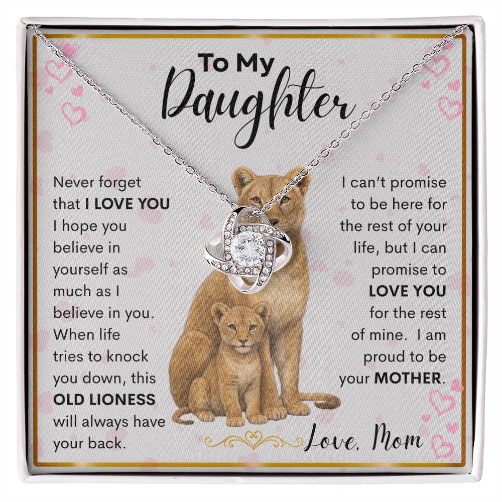 Gift for Daughter "Proud Mother" Love Knot Necklace