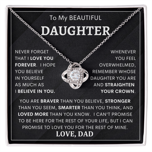 Heartfelt Gift for Daughter from Dad “You Are Braver Than You Believe” Necklace