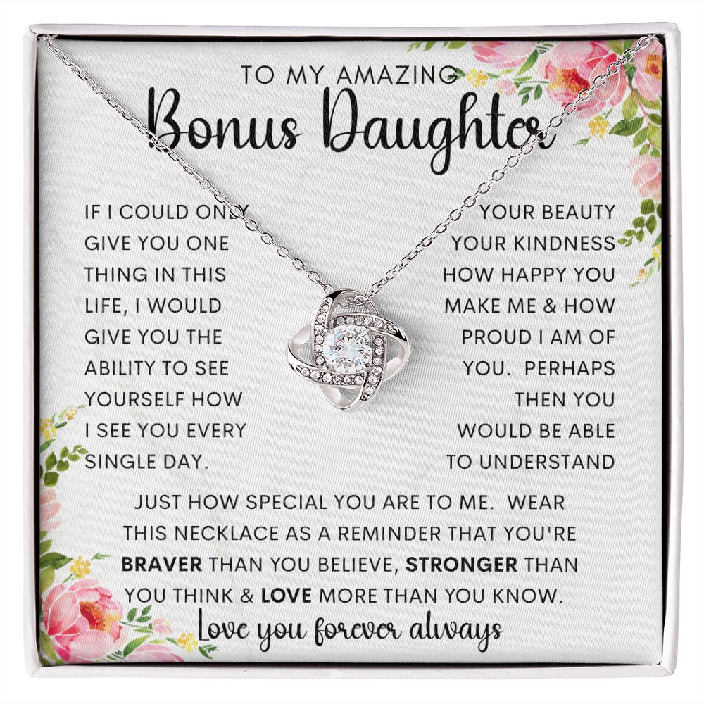 To My Amazing Bonus Daughter | Love Knot Necklace