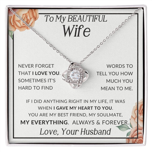 To My Beautiful Wife | Love Knot Necklace