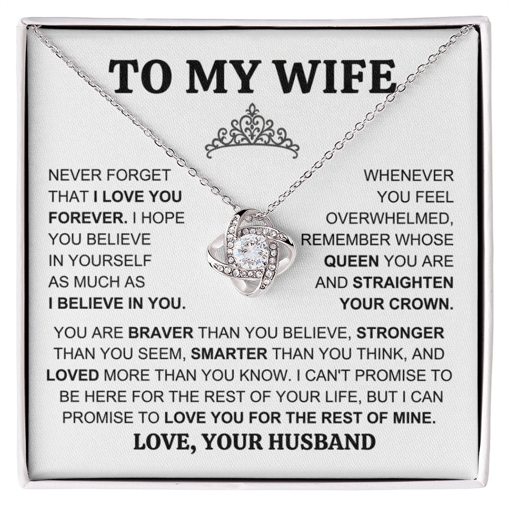 Gift for Wife "You Are My Queen" Love Knot Necklace