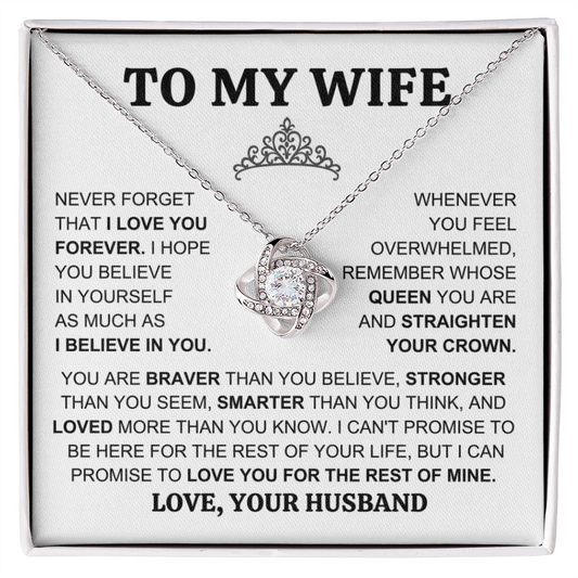 Gift for Wife "You Are My Queen" Love Knot Necklace