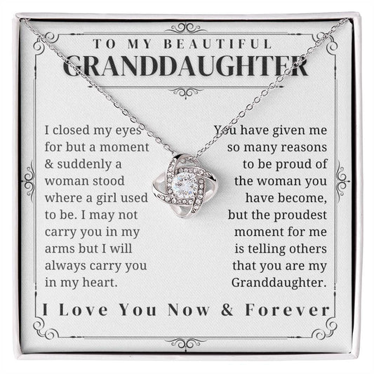 To My Granddaughter - Love Knot Necklace