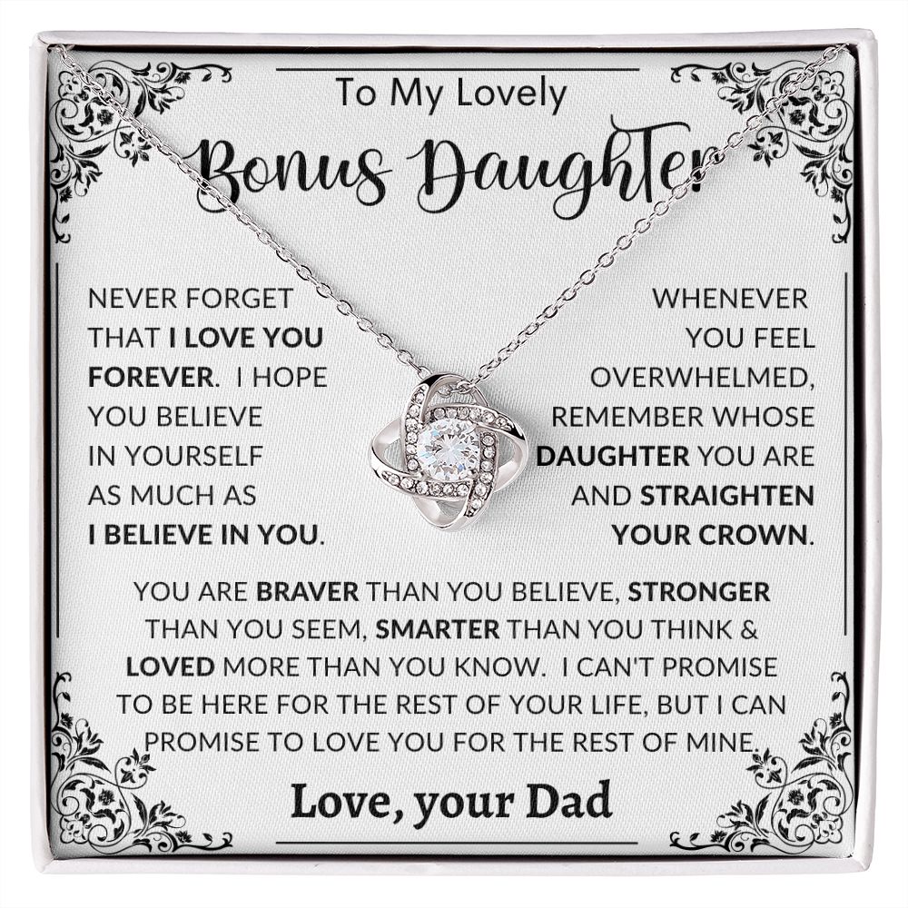 To My Bonus Daughter | Love Knot Necklace