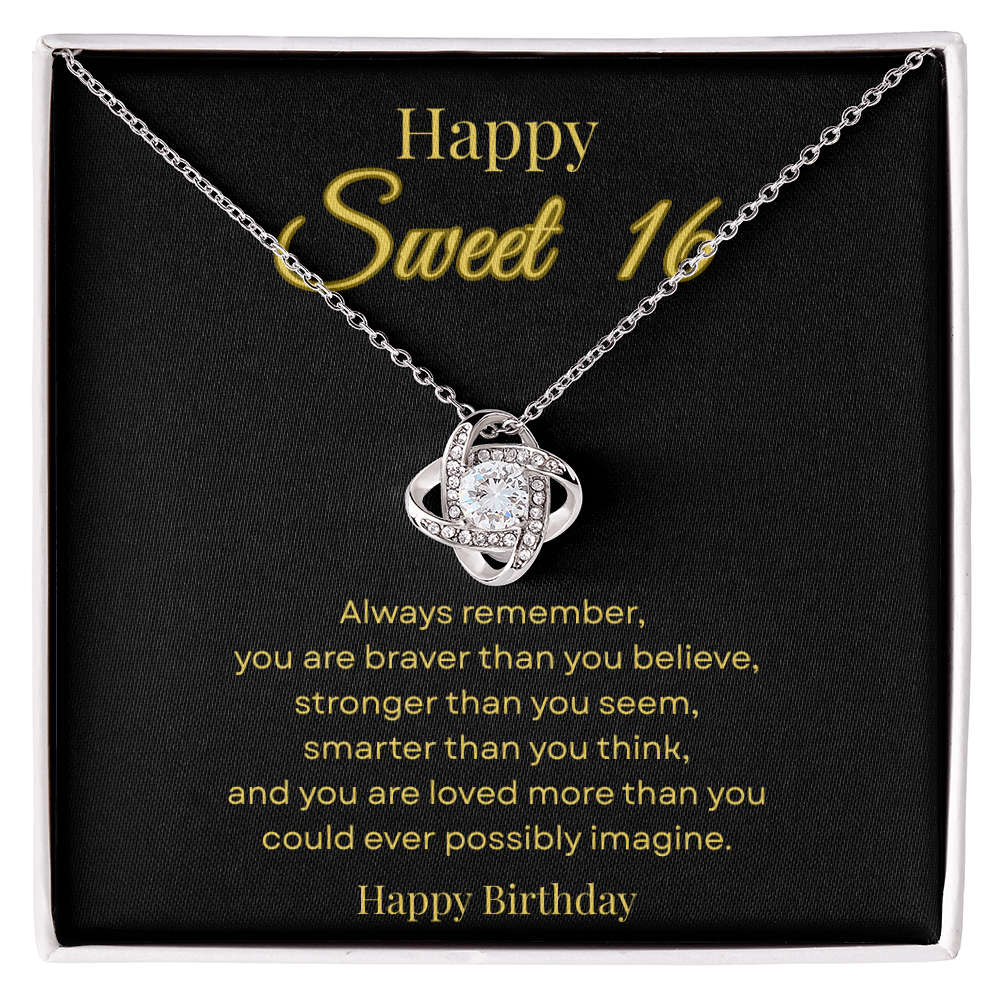 Happy Sweet 16 Love Knot Necklace