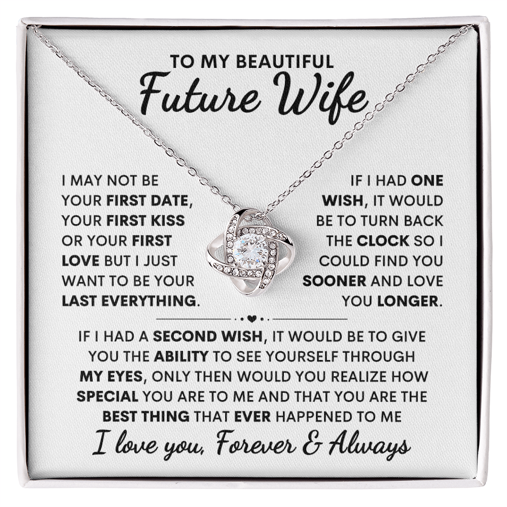 Future Wife Gift, "First Kiss First Date" Love Knot Necklace