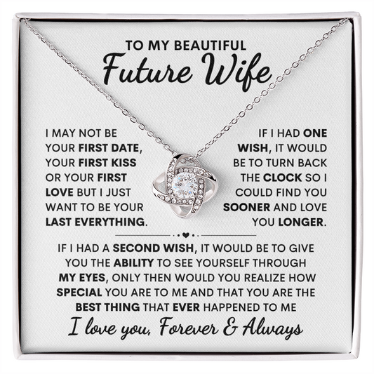 Future Wife Gift, "First Kiss First Date" Love Knot Necklace