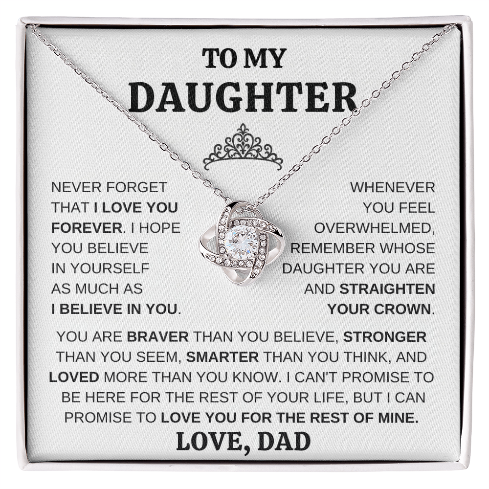 GIFT FOR DAUGHTER "I LOVE YOU FOREVER" LOVE KNOT NECKLACE