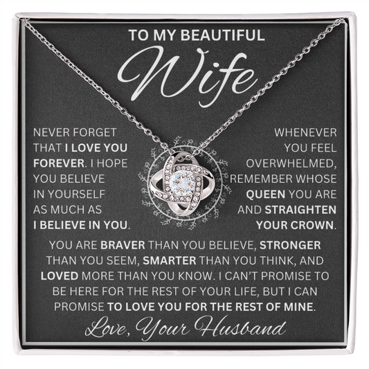 Gift for Wife "A Gift Fit for a Queen" Love Knot Necklace