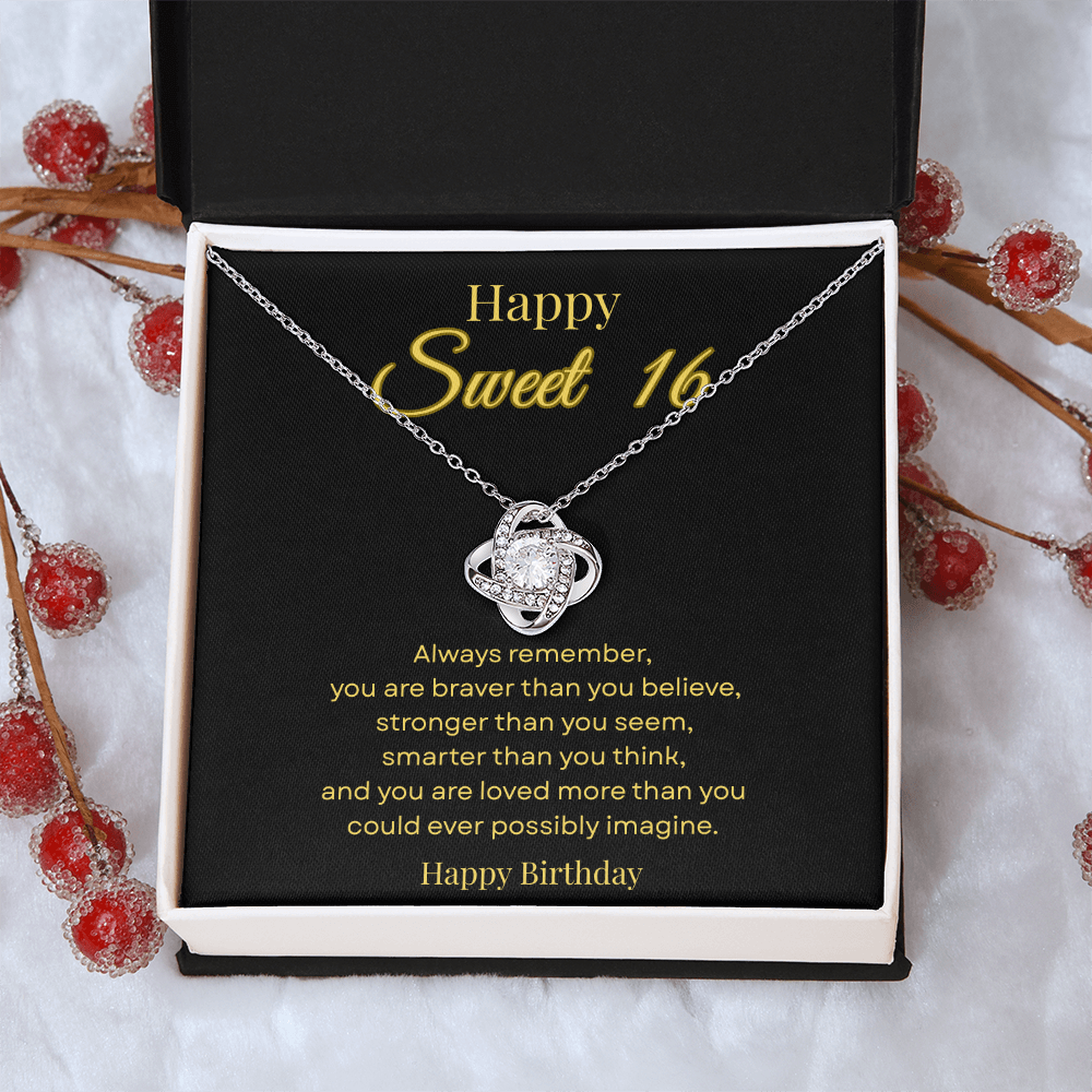 Happy Sweet 16 Love Knot Necklace