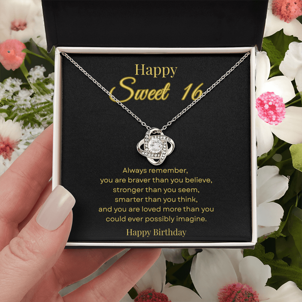 Happy Sweet 16 Love Knot Necklace