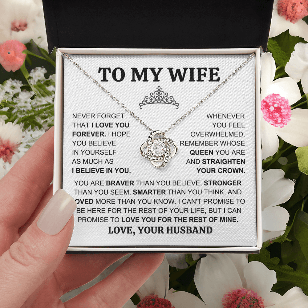 Gift for Wife "You Are My Queen" Love Knot Necklace