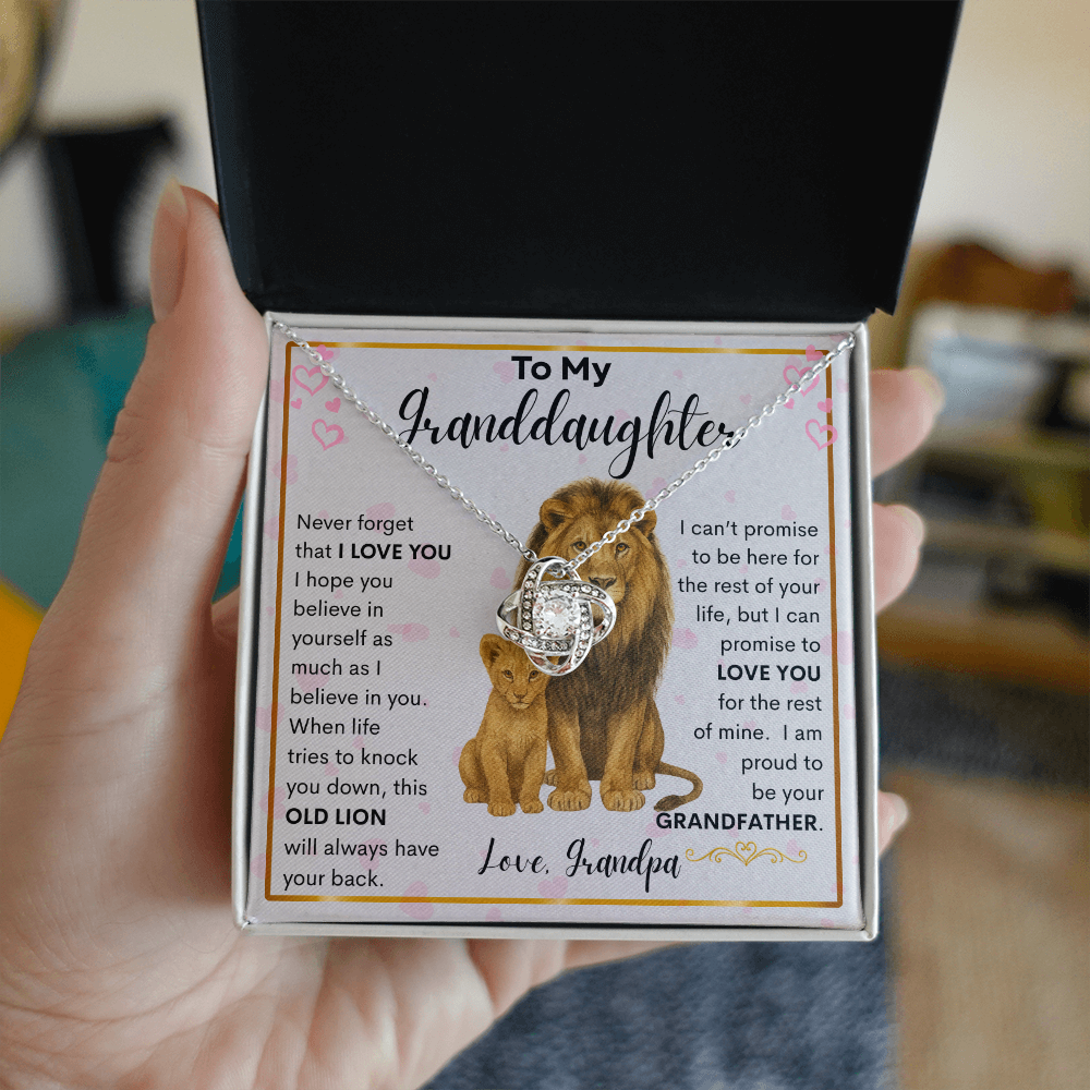 Gift for Granddaughter "Proud Grandpa" Love Knot Necklace