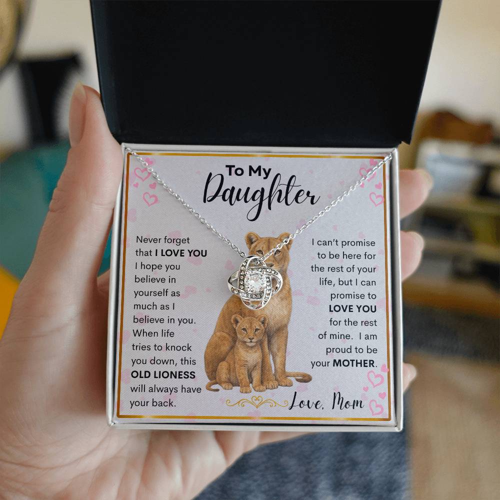 Gift for Daughter "Proud Mother" Love Knot Necklace