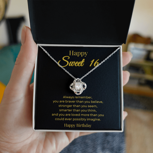 Happy Sweet 16 Love Knot Necklace