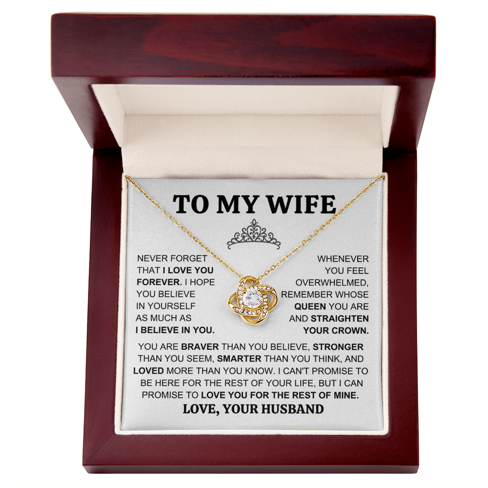 Gift for Wife "You Are My Queen" Love Knot Necklace