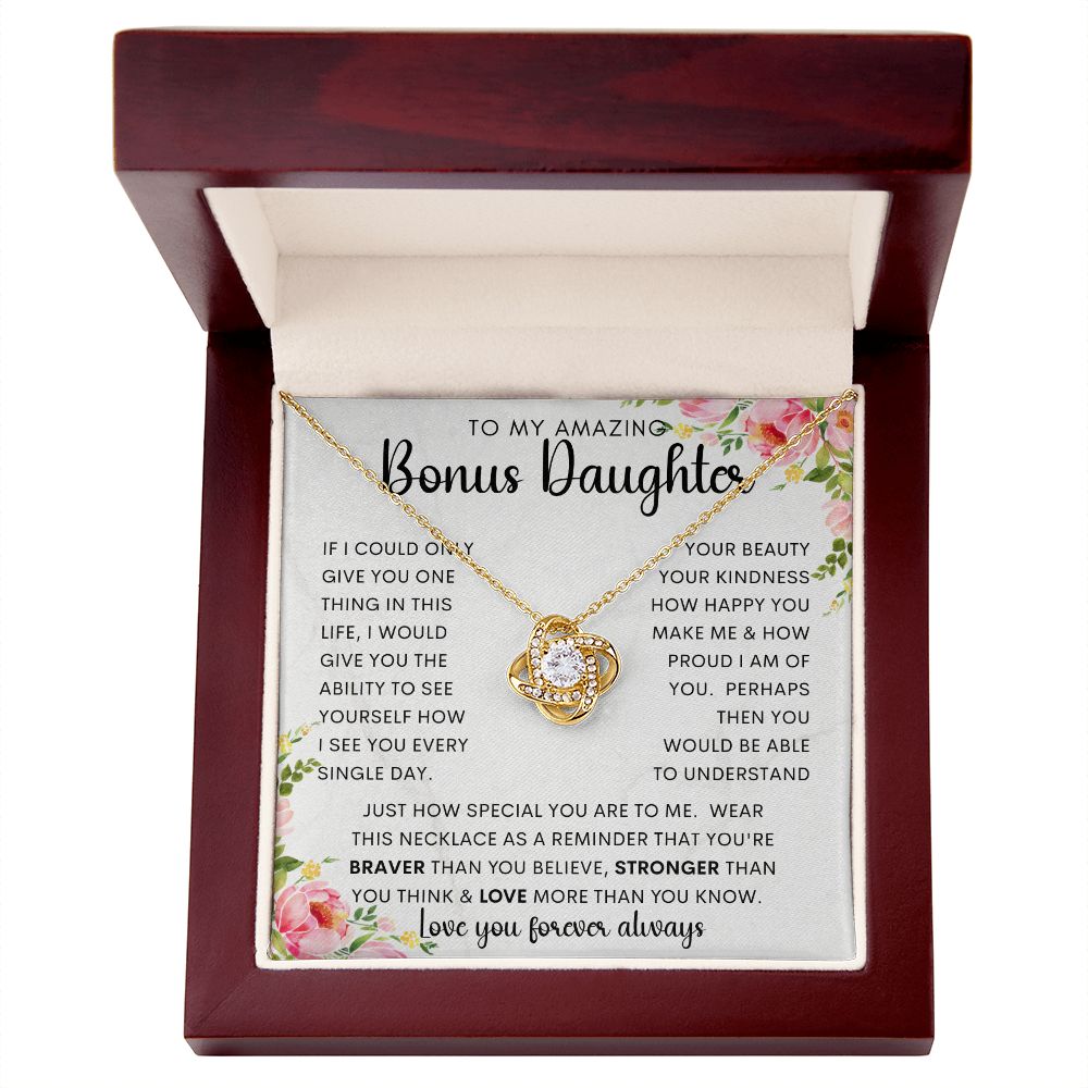 To My Amazing Bonus Daughter | Love Knot Necklace