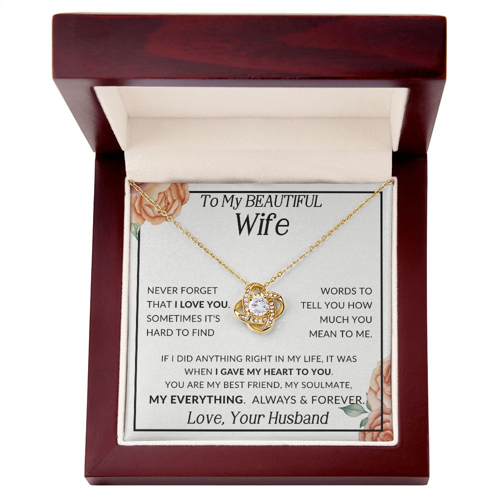 To My Beautiful Wife | Love Knot Necklace