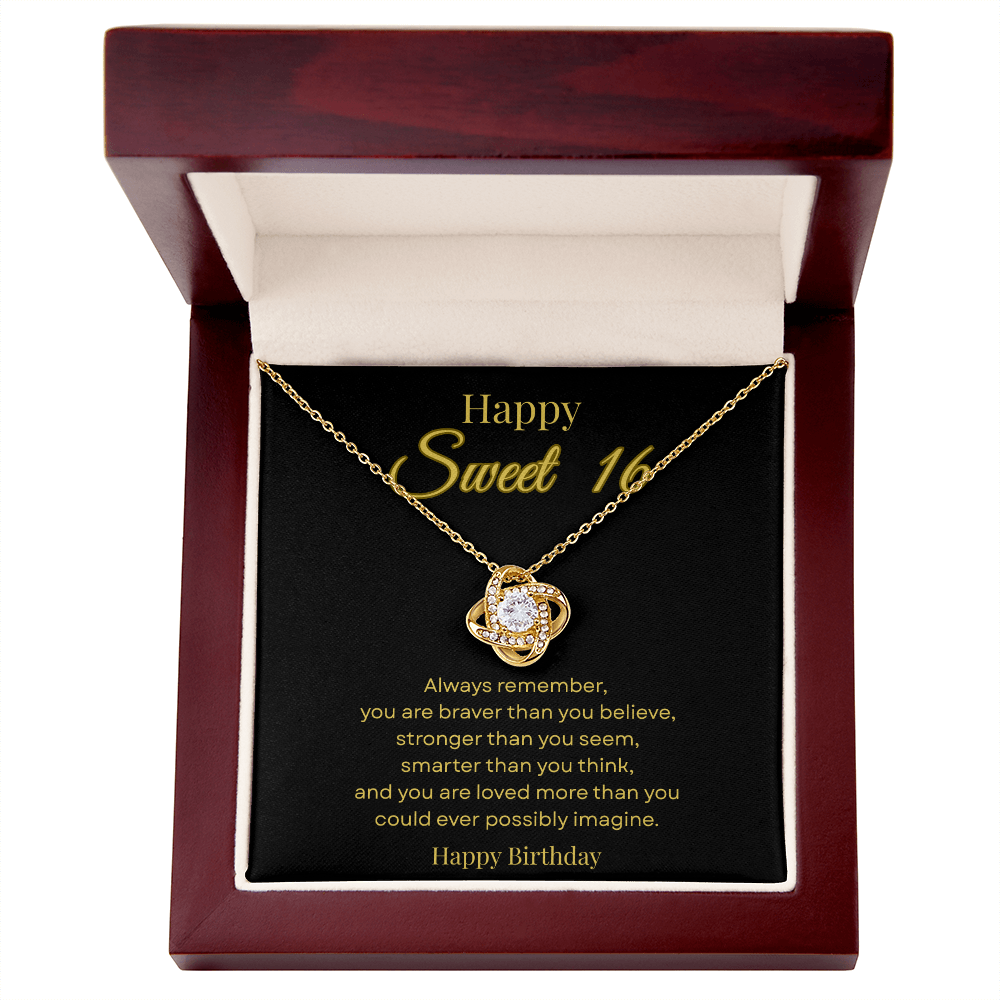 Happy Sweet 16 Love Knot Necklace