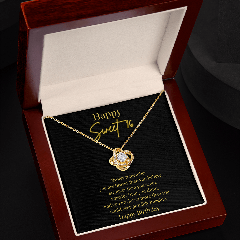 Happy Sweet 16 Love Knot Necklace