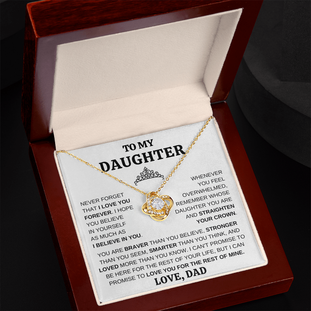 GIFT FOR DAUGHTER "I LOVE YOU FOREVER" LOVE KNOT NECKLACE
