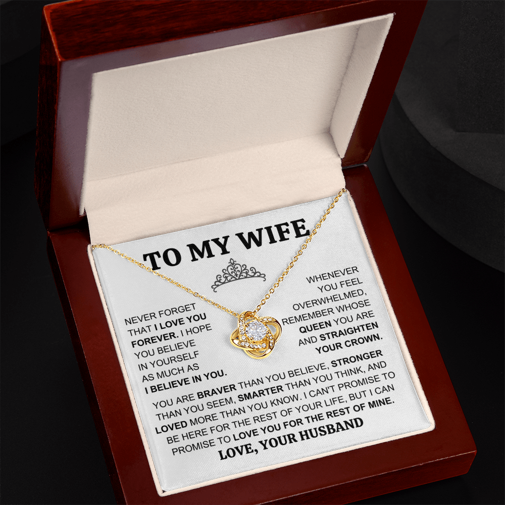 Gift for Wife "You Are My Queen" Love Knot Necklace