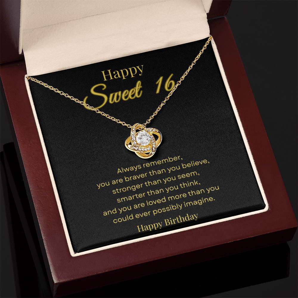 Happy Sweet 16 Love Knot Necklace