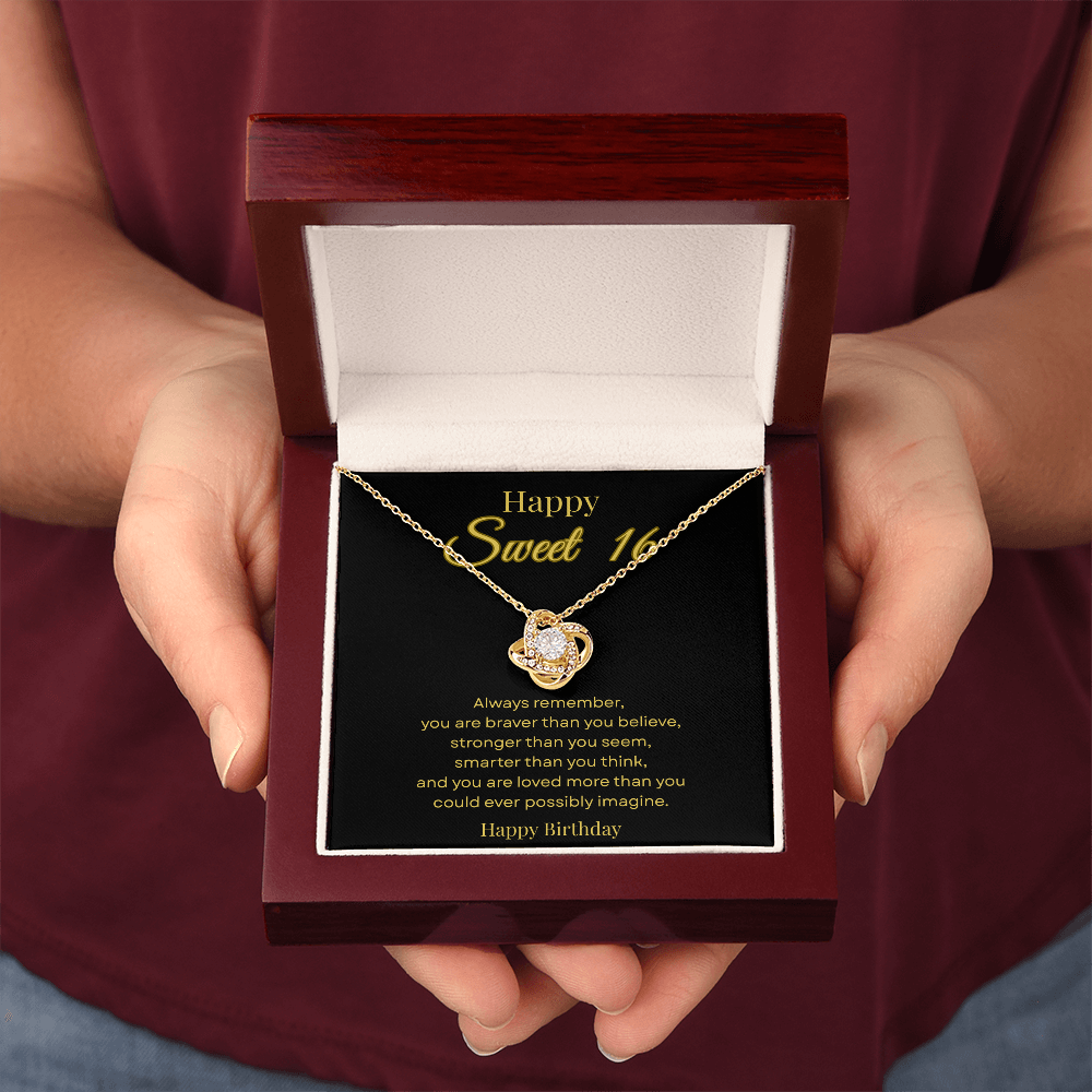 Happy Sweet 16 Love Knot Necklace