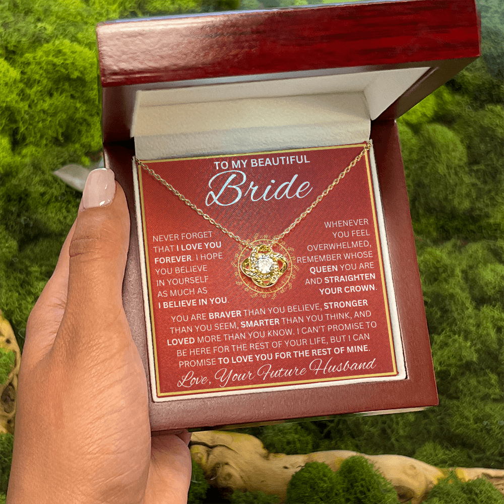 Gift for Bride "Never Forget I Love You" Love Knot Necklace