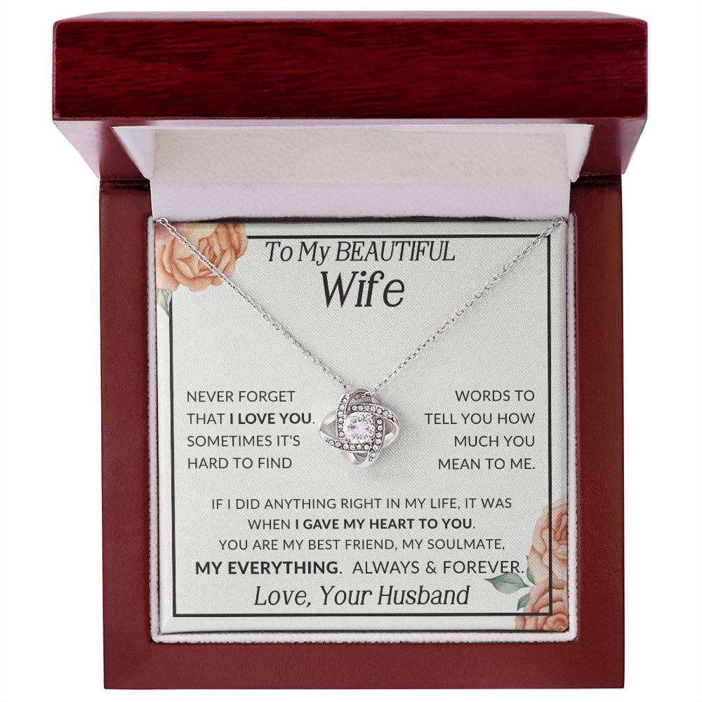 To My Beautiful Wife | Love Knot Necklace